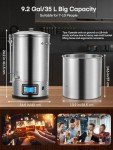 FOHERE Electric Brewing System, 9.2 Gal/35 L Brewing Pot, All-in-One Home Beer Brewer, Stainless Steel Mash Boil Device with 7-step Programmable Mashing Process,10 Recipe Memory (Silver)