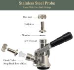 Keg Coupler, Sankey D Tap with 304 Stainless Steel Probe, Keg Coupler D System with Black Handle & Hose Clamp, D Style,Sankey D Tap for 5/16" ID Hose