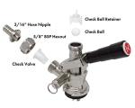 Kegco KC KT86S-L European Beer Keg Tap Coupler Kegerator S System with Lever Handle, Black