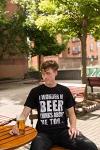 Mens I Wonder If Beer Thinks About Me Too Funny Sarcastic Drinking Tee Funny T Shirts Saint Patrick's Day Apparel for Men Cool Beer Short Sleeve Novelty Green XL