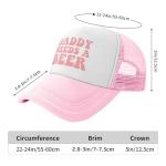 Daddy Needs A Beer Funny Trucker Hat for Women Men Adult Humor Cap Gag Baseball Cap Pink