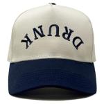 Two Tone Vintage Snapback Hat - Drunk (Upside Down) - Navy/Beige