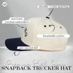Two Tone Vintage Snapback Hat - Drunk (Upside Down) - Navy/Beige