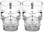 Circleware Skull Face Beer Mug Drinking Glasses with Handle, Set of 2, Heavy Base Funny Entertainment Glassware for Water, Juice and Halloween Decorations Beverage Gifts, 17.6 oz.