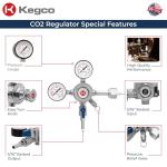 Kegco KC LH-542 Premium Pro Series Dual Gauge Co2 Draft Beer Regulator, Chrome