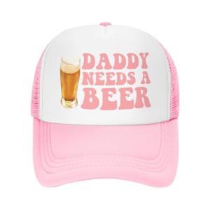 Daddy Needs A Beer Funny Trucker Hat for Women Men Adult Humor Cap Gag Baseball Cap Pink