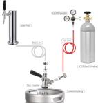 Keg Coupler for Sankey D System Beer Keg Tap Dispenser-304 Stainless Steel Probe, Beer Kegerator Tap D-Type Sankey Keg Coupler fit for I.D1/4", 3/16" Draft Beer Line & 5/16'' Gas Line with Hose Clamps