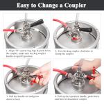 Keg Coupler for Sankey D System Beer Keg Tap Dispenser-304 Stainless Steel Probe, Beer Kegerator Tap D-Type Sankey Keg Coupler fit for I.D1/4", 3/16" Draft Beer Line & 5/16'' Gas Line with Hose Clamps