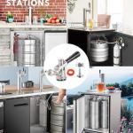 Keg Coupler for Sankey D System Beer Keg Tap Dispenser-304 Stainless Steel Probe, Beer Kegerator Tap D-Type Sankey Keg Coupler fit for I.D1/4", 3/16" Draft Beer Line & 5/16'' Gas Line with Hose Clamps