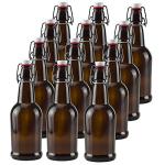 16oz Amber Flip Top Beer Bottles - 12 Pack