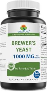 Brieofood Brewers Yeast 1000 mg per Serving - 240 Tablets - 3rd Party Labe Tested for Purity & Quality