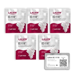 Lalvin EC-1118 Wine Yeast (5 Pack) - Champagne Yeast - Make Wine Cider Mead Kombucha At Home - 5 g Sachets - Saccharomyces cerevisiae - Sold by CAPYBARA Distributors Inc.