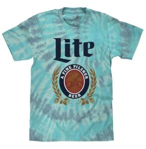 Tee Luv Men's Miller Lite Beer Tie Dye Shirt, Coral Reef, XL
