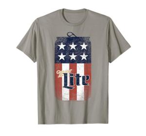 Coors Miller Lite Patriotic American Flag Can T-Shirt