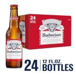 Budweiser Beer, 24 Pack Beer, 12 FL OZ Bottles