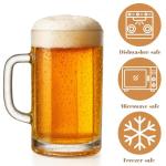 ZENFUN 8 Pack Glass Beer Mugs, 14 Oz Heavy Wine Glasses with Handle & Stainless Steel Straws, Summer Beer Glass Steins Pub Drinking Mugs for Juice, Iced Tea