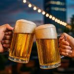 ZENFUN 8 Pack Glass Beer Mugs, 14 Oz Heavy Wine Glasses with Handle & Stainless Steel Straws, Summer Beer Glass Steins Pub Drinking Mugs for Juice, Iced Tea