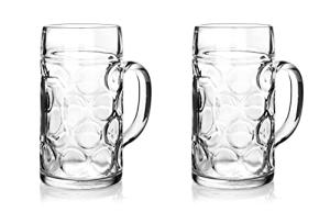 North Mountain Supply Oktoberfest Beer Mugs – 21 oz – Set of 2 – Thick Glass, Freezer-Friendly – Made in Poland – Crystal Clear