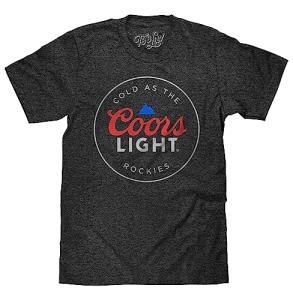 Tee Luv Men's Coors Light Shirt - Cold As The Rockies Coors Beer T-Shirt, Charcoal Gray, L
