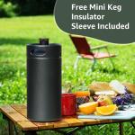 128 OZ- Hgkeke Mini Keg Growler 304 Stainless Steel Mini Keg Matte Black Powder Coated Portable Beer Growler Pressurized Growler Keep Beverage Fresh Keeg Beer Fresh for Homebrew