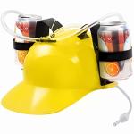 Novelty Place Drinking Helmet - Adjustable Can Holder Cap Drinker Favor Hat - Straw for Beer Soda - Party Fun Beverage Gadgets(Yellow)