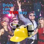 Novelty Place Drinking Helmet - Adjustable Can Holder Cap Drinker Favor Hat - Straw for Beer Soda - Party Fun Beverage Gadgets(Yellow)