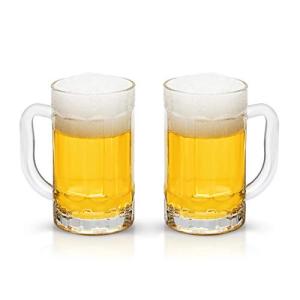 COKTIK 2 Pack Heavy Large Beer Glasses with Handle - 14 Ounce Glass Steins, Classic Beer Mug glasses Set