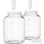 1.5 Gallon Large Fermentation Jars with 2 Airtight Lids and 3 Airlocks, Wide Mouth Glass Mason Jar with Scale Mark, Pickle jars, Mead Making Kit, Kimchi Containers, 2 Pack