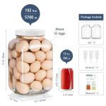 1.5 Gallon Large Fermentation Jars with 2 Airtight Lids and 3 Airlocks, Wide Mouth Glass Mason Jar with Scale Mark, Pickle jars, Mead Making Kit, Kimchi Containers, 2 Pack