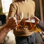 COKTIK 2 Pack Heavy Large Beer Glasses with Handle - 14 Ounce Glass Steins, Classic Beer Mug glasses Set