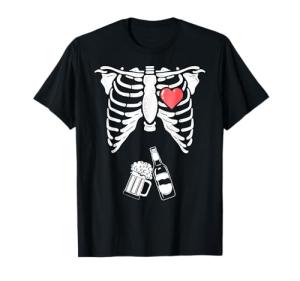 Skeleton Beer Xray Pregnancy Announcement Dad T-Shirt