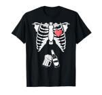 Skeleton Beer Xray Pregnancy Announcement Dad T-Shirt