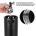 64OZ Mini Keg Growler, Stainless Steel Home Keg with No Scratch Matte Black Powder Coated to Keeping Fresh for Homebrew, Craft and Draft Beer