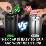 64OZ Mini Keg Growler, Stainless Steel Home Keg with No Scratch Matte Black Powder Coated to Keeping Fresh for Homebrew, Craft and Draft Beer