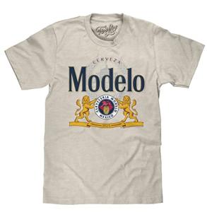 Tee Luv Men's Cerveza Modelo Beer T-Shirt, Oatmeal Heather, S
