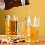 Ocean ice Beer Glasses, Set of 2 Beer Mug, Clear Beer Stein 11oz, Transparent Large Beer Mugs for Freezer, Glass Beer Mug, Glass Beer Mugs with Handles Dishwasher Safe