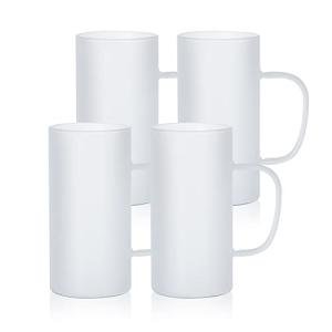 PYD Life Sublimation Glass Blanks Beer Mugs Frosted 22 OZ Coffee Tumblers Cups with Handle for Mug Tumbler Heat Press Printing UV DTF HTV DIY Projects 4 Pack