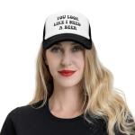 Funny Trucker Hat You Look Like I Need A Beer for Women and Men Baseball Cap Breathable Mesh Black