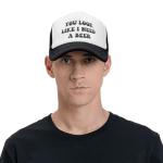 Funny Trucker Hat You Look Like I Need A Beer for Women and Men Baseball Cap Breathable Mesh Black
