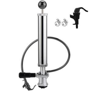 MRbrew 8" D-System Beer Tap Keg Pump - Chrome-Plated Party & Picnic Beer Pump Draft System with Beer Faucet, Hose & 2 Clamps Kegerator Compatible Homebrew Accessory