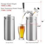 HGKEKE 128 oz Mini Keg Growler Portable Dispenser System with Mini Keg Regulator to Carbonate Draft Beer and Keep Beer Fresh, Self-Closing Beer Faucet, Stainless Steel Pressurized Mini Keg Homebrew