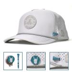 BRIMZ Golf Performance Hat - Breathable Sweat & Water Resistant Golfing Snapback Cap with Tee Holder & Magnetic Ball Marker (Grey - Beers & Bogeys)
