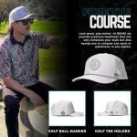 BRIMZ Golf Performance Hat - Breathable Sweat & Water Resistant Golfing Snapback Cap with Tee Holder & Magnetic Ball Marker (Grey - Beers & Bogeys)