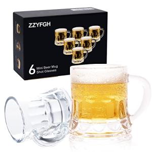 ZZYFGH 6 Pack Mini Beer Shot Glasses, Shot Glasses with Handle, Mini Heavy Base Clear Beer Mugs-1.8 Ounce, Tequila, Vodka, Great for Father, Husband, Birthday or Friend Party Present