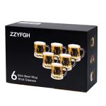 ZZYFGH 6 Pack Mini Beer Shot Glasses, Shot Glasses with Handle, Mini Heavy Base Clear Beer Mugs-1.8 Ounce, Tequila, Vodka, Great for Father, Husband, Birthday or Friend Party Present