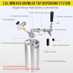 MRbrew 128oz Mini Keg Growler Portable Draft Beer Dispenser System Pressurized Stainless Steel Beer Growler Tap System Home Mini Kegerator, with Professional Beer Tap and CO2 Regulator to Keep Fresh