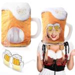 Jeere Novelty Poop/Ice Cream/Crab/Beer Mug/Pumpkin Hat and Sunglasses Halloween Accessories for Women Men Cosplay Party Decor(Yellow,Beer Hat)
