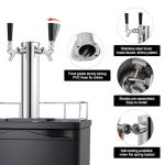 FERRODAY Kegerator Tower Dual Faucet Beer Tower Double Tap Beer Tower Dispenser Beer Tap Kegerator Parts Stainless Steel Tower Brass Faucet Stainless Core Pre-assembled Lines 3" Keg Tower Beer Keg Tap