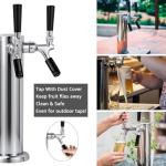 FERRODAY Kegerator Tower Dual Faucet Beer Tower Double Tap Beer Tower Dispenser Beer Tap Kegerator Parts Stainless Steel Tower Brass Faucet Stainless Core Pre-assembled Lines 3" Keg Tower Beer Keg Tap