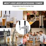 FERRODAY Kegerator Tower Dual Faucet Beer Tower Double Tap Beer Tower Dispenser Beer Tap Kegerator Parts Stainless Steel Tower Brass Faucet Stainless Core Pre-assembled Lines 3" Keg Tower Beer Keg Tap